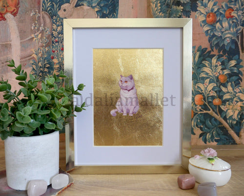 Watercolor Pet Portrait with Gold Foil