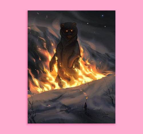 Fire Bear Art Print