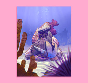 Shy Mermaid Art Print