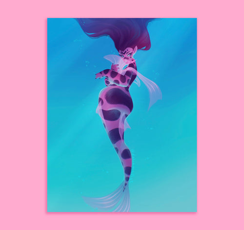 Tiger Shark Mermaid Art Print